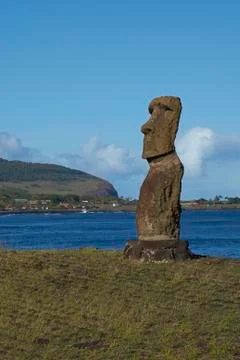 Moai statue on the coast of Easter Island Stock Photos
