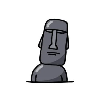 Moai statue doodle icon, vector illustration Stock Illustration