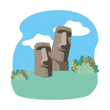 Moai statue of easter island design 库存插图