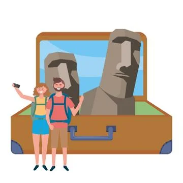 Moai statue of easter island design Illustrazione stock