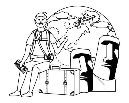 Moai statue of easter island design 库存插图