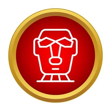 Moai statue head icon on red background Stock Illustration