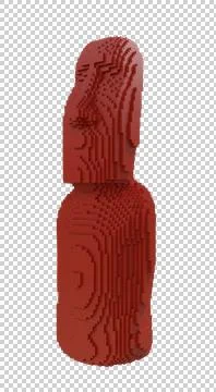 Moai statue from plastic blocks on a transparent background. Stock Illustration