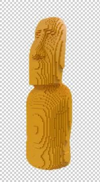 Moai statue from plastic blocks on a transparent background. Stock Illustration