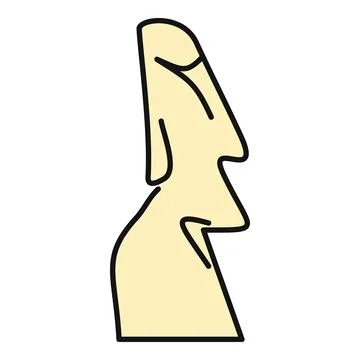 Moai statue profile icon illustration rapa nui culture Stock Illustration