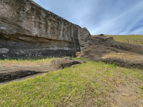 Moai statue under construction, Rano Raraku, Easter Island, November 2025. Stock Photos