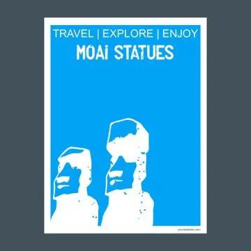 Moai Statues Easter island, Chile monument landmark brochure Flat style and t Stockillustratie