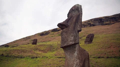 Moai statues on the Easter Island 스톡 동영상 64258638