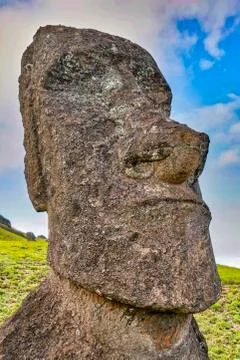 Moai Statues on Easter Island at the Rano Raraku Quarry Stock-Fotos