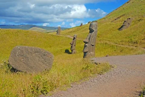 Moai stone statues on Easter Island, Chile Stock Photos
