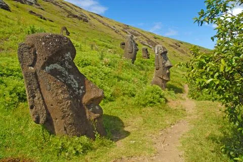 Moai stone statues on Easter Island, Chile Stock-Fotos