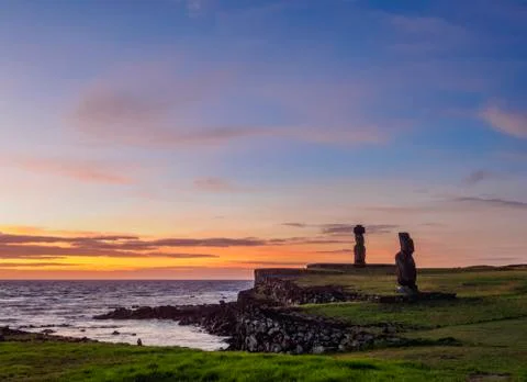 Moais on Easter Island, Chile Stock Photos