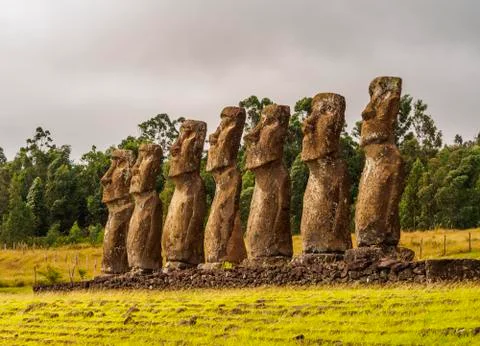 Moais on Easter Island, Chile Stock Photos