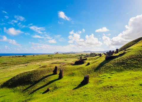 Moais on Easter Island, Chile Stock Photos