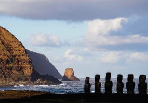 Moais on Easter Island, Chile Stock Photos
