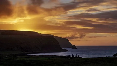 Moais Time Lapse, Easter Island, Chile Stock Footage 81997502