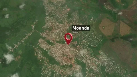 Moanda City Map Zoom (Gabon) from Space to Earth Stock Footage 276162575