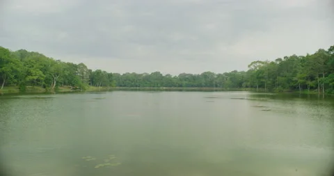The Moat of Angkor Wat Temple in Siem Reap, Cambodia. Stock Footage 149025051