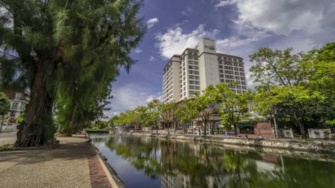 The moat inside the old town near Tha Phae Gate in Chiang Mai, Thailand Stock Footage 201446144
