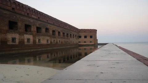 Moat Outside Fort Jefferson During Dawn - Dry Tortugas Stock Footage 104719226