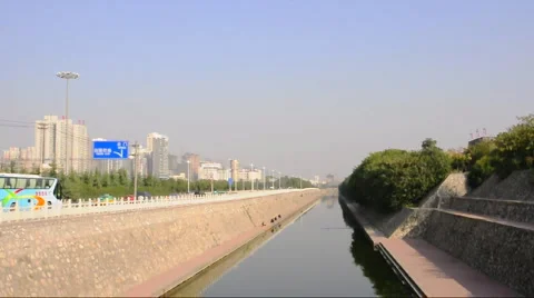 Moat of xi'an city wall Stock Footage 908829