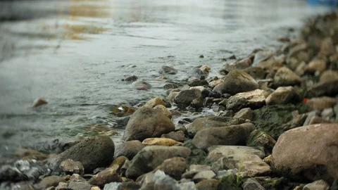 The moats at the seashore, the waves beat about the shore Stock Footage 92999057