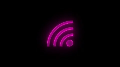 Mob wifi stroke icon glowing neon animation Stock Footage 289443206