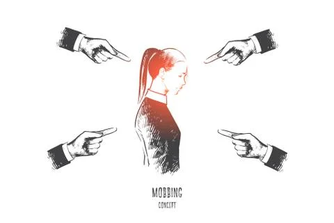 Mobbing concept. Hand drawn isolated vector. Stock Illustration
