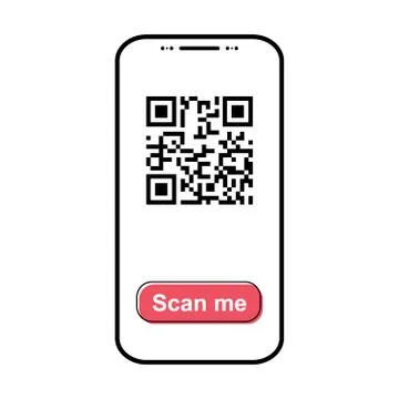 Mobil scan flat icon isolated on white background. QR code reader vector illu Illustrazione stock
