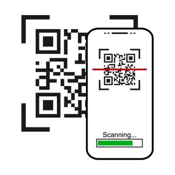 Mobil scan flat icon isolated on white background. QR code reader vector illu 스톡 일러스트