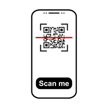 Mobil scan flat icon isolated on white background. QR code reader vector illu Illustrazione stock