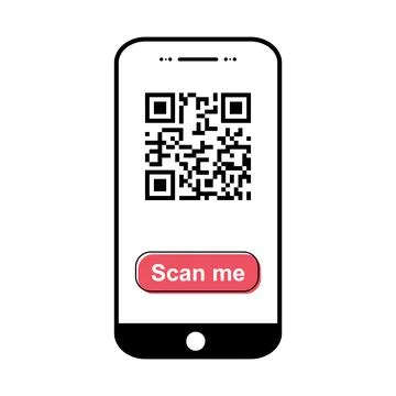 Mobil scan flat icon isolated on white background. QR code reader vector illu 스톡 일러스트