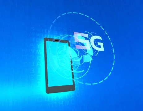 Mobile 5G Internet, data transmission and storage Illustrazione stock
