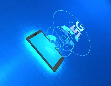 Mobile 5G Internet, data transmission and storage Illustrazione stock