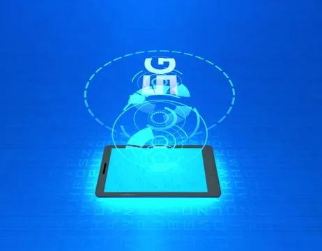 Mobile 5G Internet, data transmission and storage Illustrazione stock