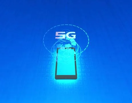 Mobile 5G Internet, data transmission and storage Illustrazione stock