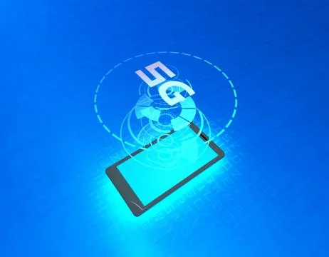 Mobile 5G Internet, data transmission and storage Illustrazione stock
