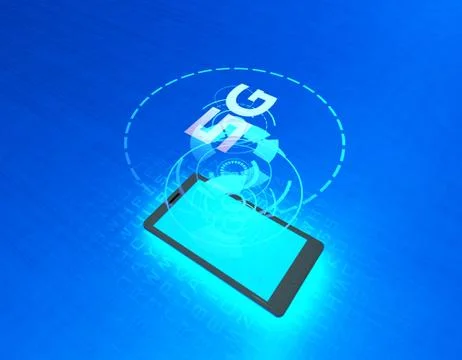 Mobile 5G Internet, data transmission and storage Illustrazione stock