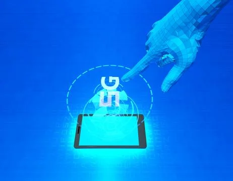 Mobile 5G Internet, data transmission and storage Illustrazione stock