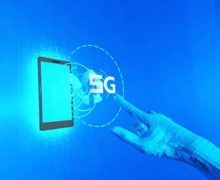 Mobile 5G Internet, data transmission and storage Illustrazione stock