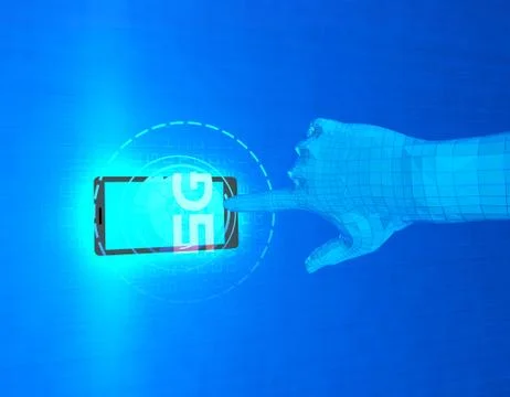 Mobile 5G Internet, data transmission and storage Illustrazione stock