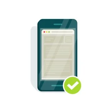 Mobile adapted website icon vector, smartphone browser responsive site check Stock Illustration