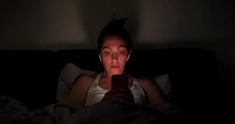 Mobile addict or insomnia concept Stock Footage 131729861