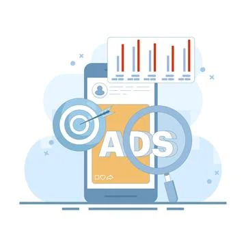 Mobile advertising strategy concept 스톡 일러스트