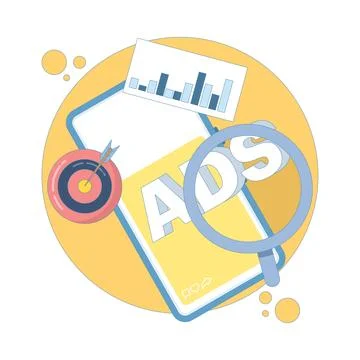 Mobile advertising strategy concept 스톡 일러스트