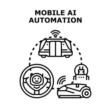Mobile ai automation intelligent technology vector concept イラスト素材
