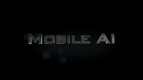 Mobile AI title 3D metal text on black alpha channel background Stock Footage 301263791
