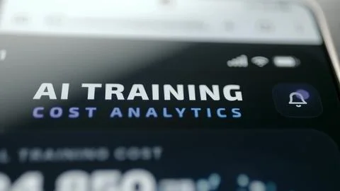 Mobile AI training cost analytics interface Foto stock