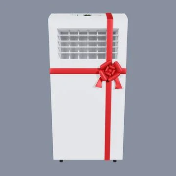 Mobile air conditioner with red bow 3d Stock Illustration