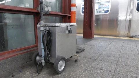 Mobile Air Sampling Cart NYC Subway Stock Footage 105060239